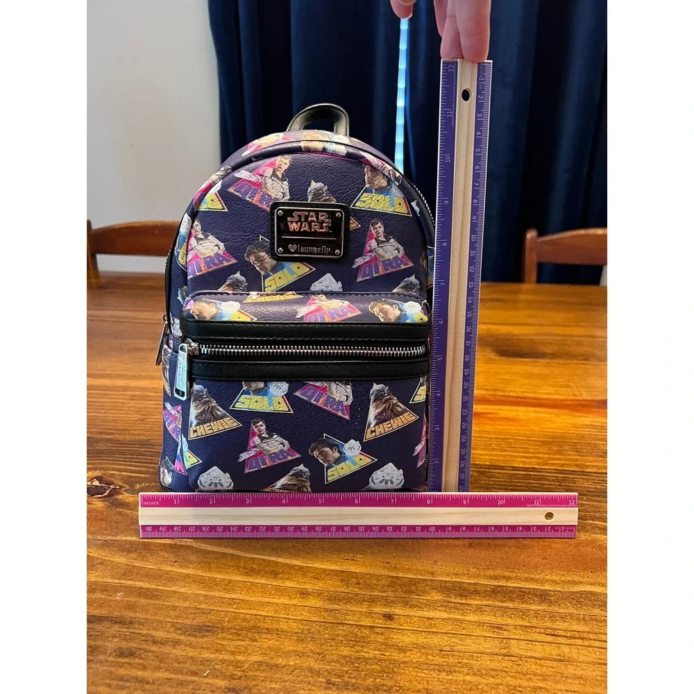 Loungefly Mini Backpack Star Wars Retro 80s Han Solo Chewbacca Purple New1